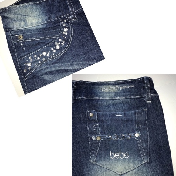 Bebe Premium Skinny Cut Crystal Jeans 15 - Picture 8 of 8